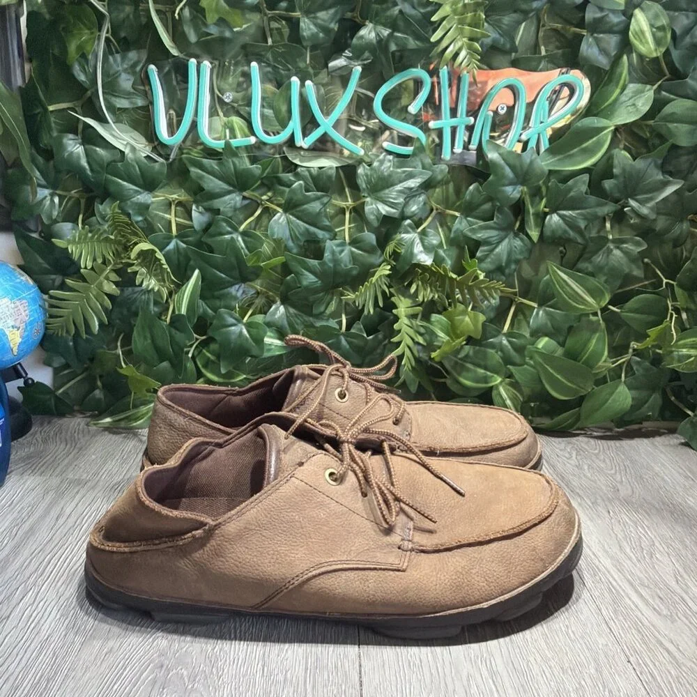 Olukai Men's Hamakua Poko US 13 Brown Leather Lace Up Casual Oxford Shoes